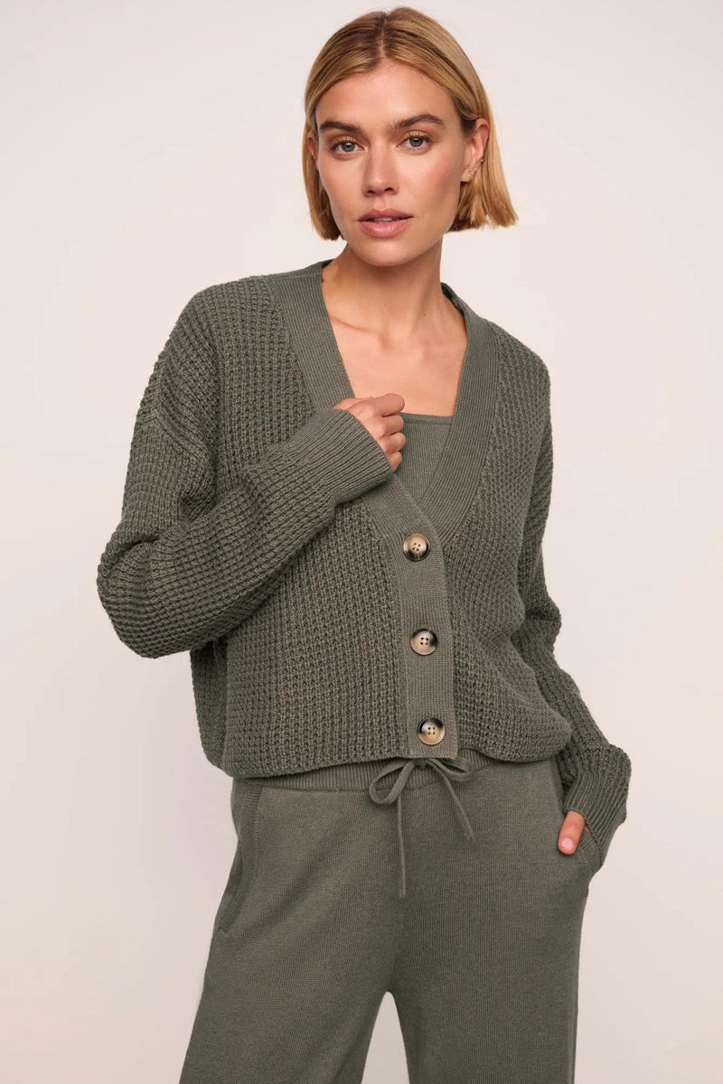 Eberjey Recy Sweater Crop Cardi Smokey Olive