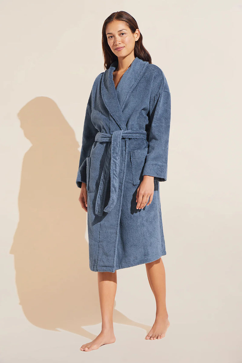 Eberjey Unisex Terry Robe Coastal Blue