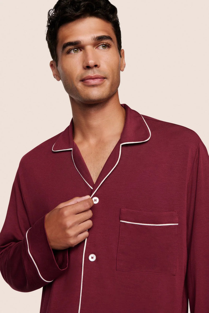 Eberjey William Long Pj Bordeaux/Ivory