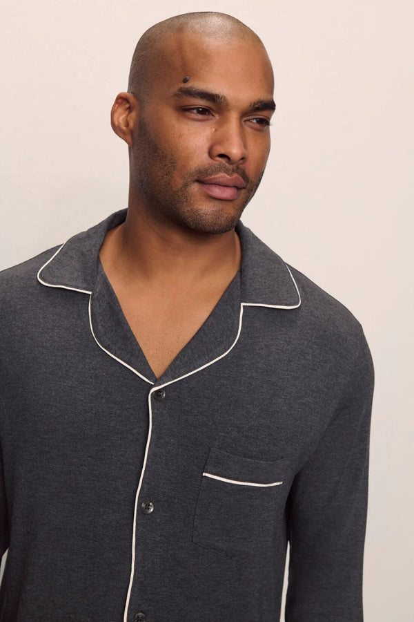 Eberjey William Long Pj Charcoal Heather/Ivory