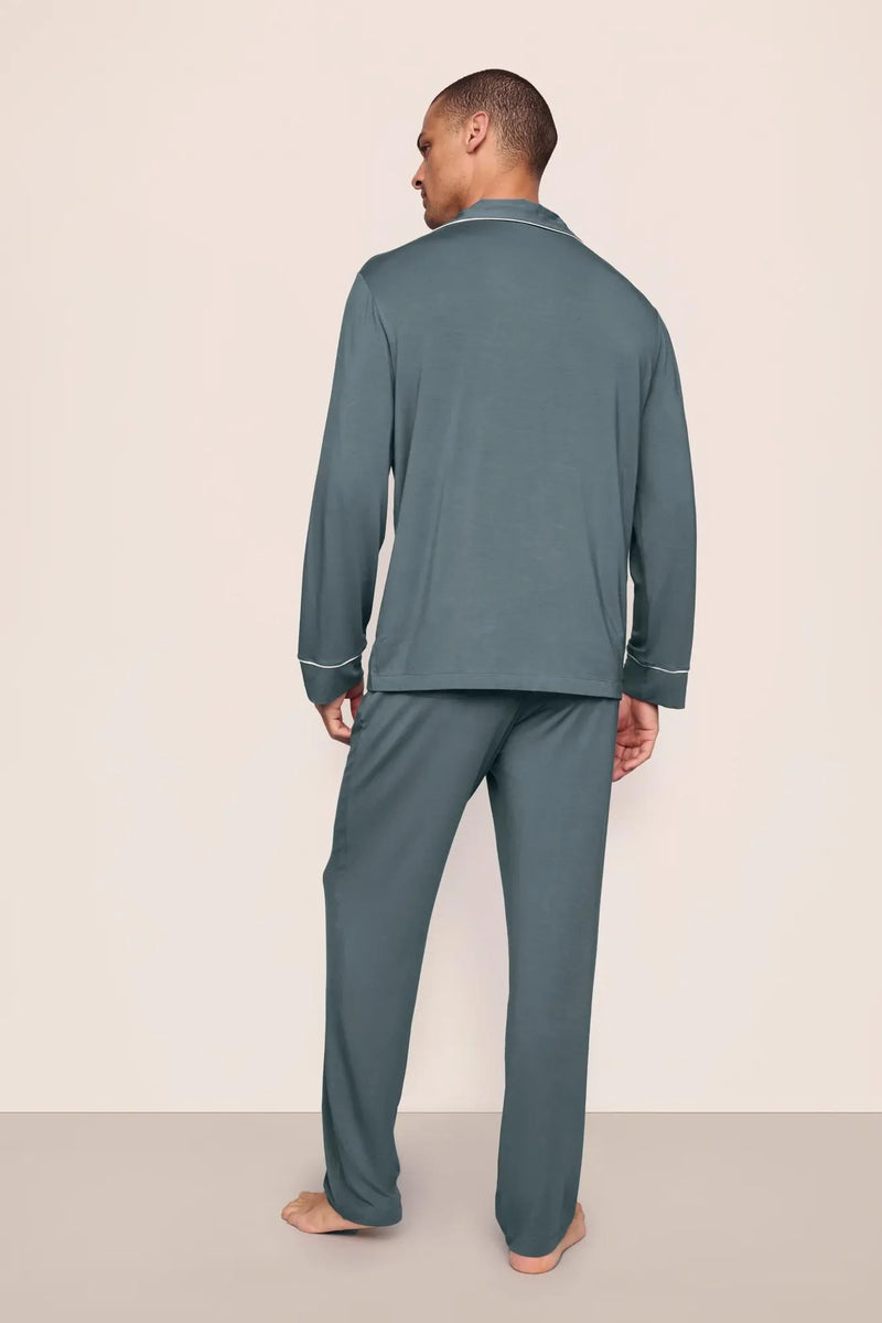 Eberjey William Long Pj Stone Blue/Ivory