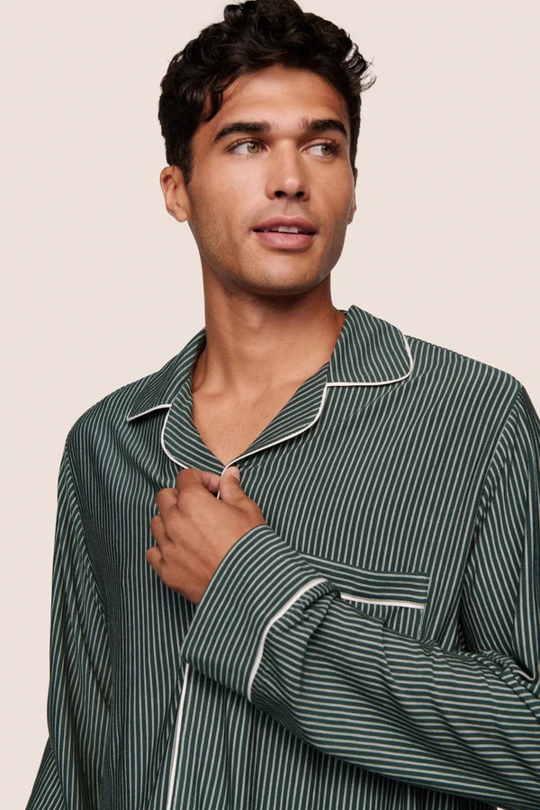 Eberjey William Printed Long Pj Duo Stripe Pine/Ivory