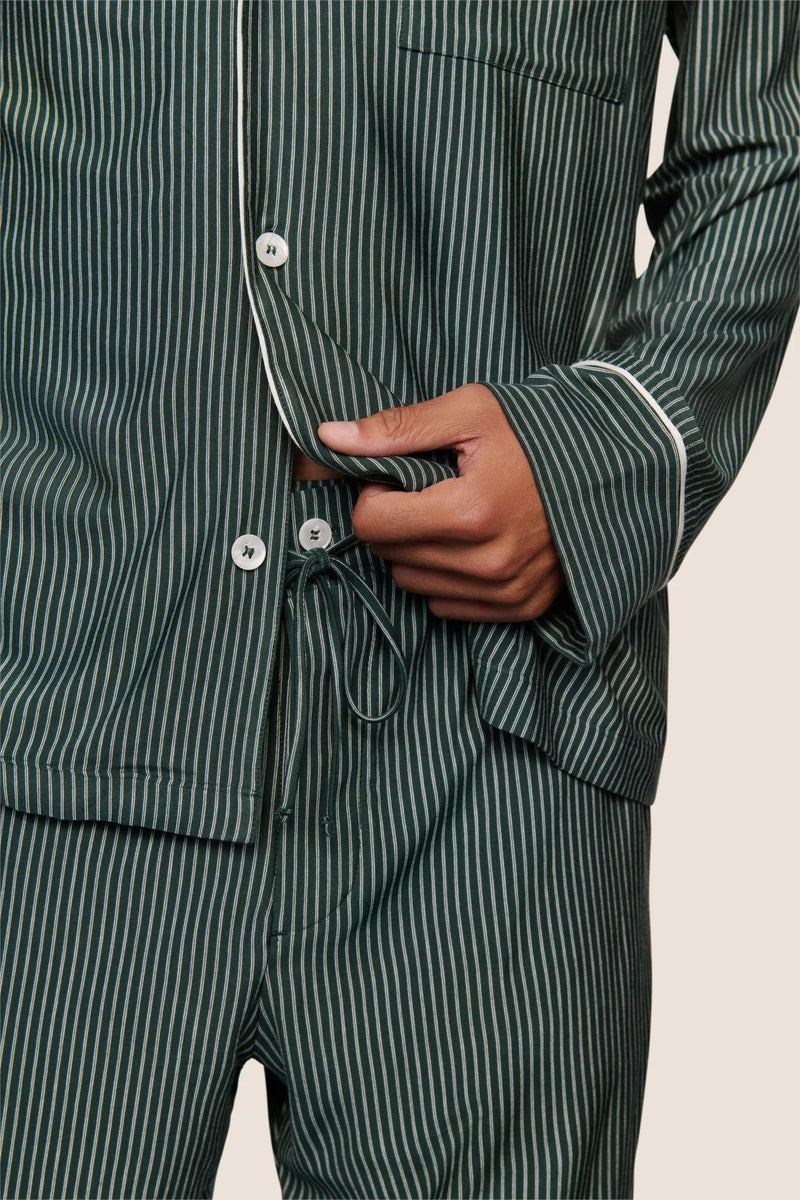 Eberjey William Printed Long Pj Duo Stripe Pine/Ivory