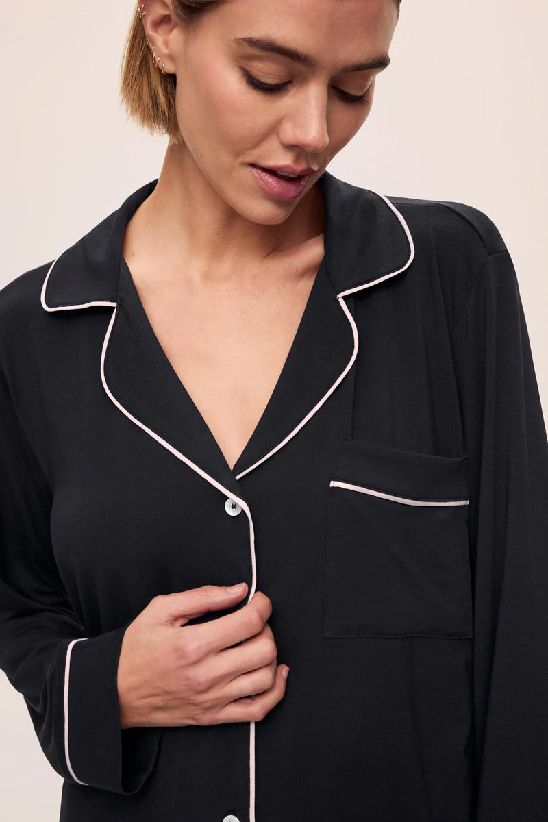 Eberjey Gisele Long PJ Set Black/Sorbet Pink