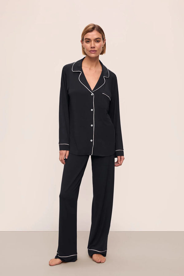 Eberjey Gisele Long PJ Set Black/Sorbet Pink