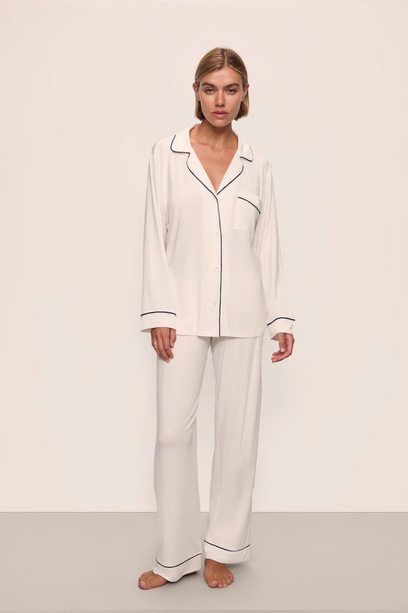 Eberjey Gisele Long PJ Set Ivory/Navy