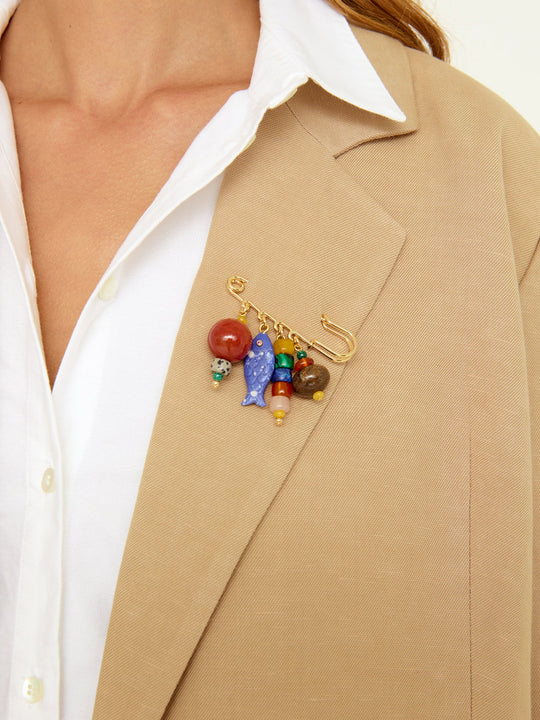 Eliou Fish Bait Brooch Multicolor