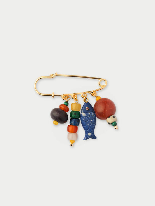Eliou Fish Bait Brooch Multicolor