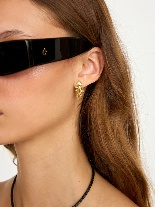 Eliou Sardine and Fishbone Earrings Gold Plated