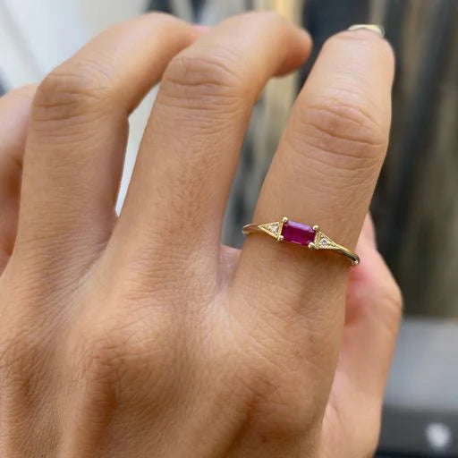 Jennie Kwon Designs Emerald Cut Ruby Deco Ring