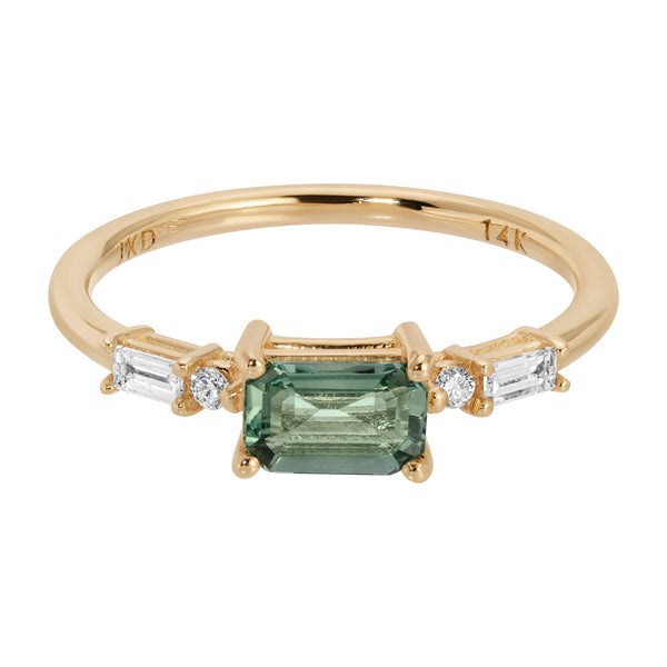 Jennie Kwon Designs Emerald Cut Green Sapphire Etude Ring