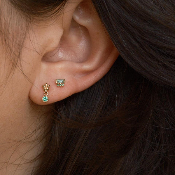 Jennie Kwon Designs Emerald Flower Dangle Earring (Single)