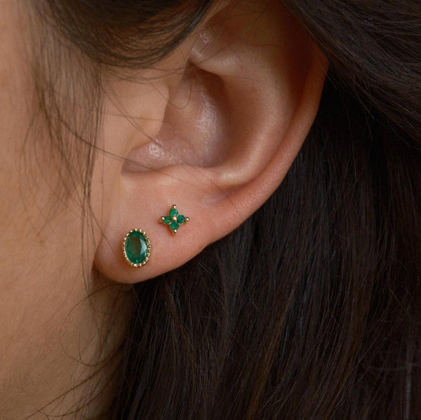 Jennie Kwon Designs Emerald Sundrop Stud (Single)