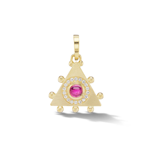 Emily Weld Collins Triangle Evil Eye Amulet Charm in Rubellite
