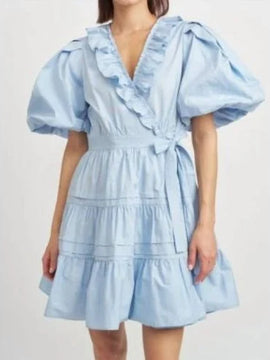 En Saison Cotton Poplin Mini Dress Baby Blue