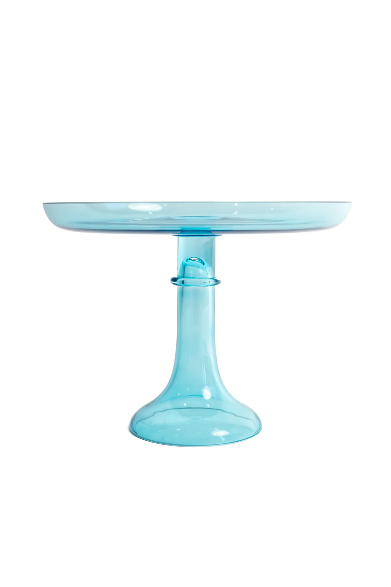 Estelle Colored Glass Cake Stand Ocean Blue
