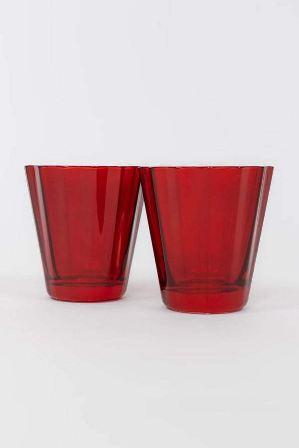 Estelle Colored Glass Sunday Low Balls Red