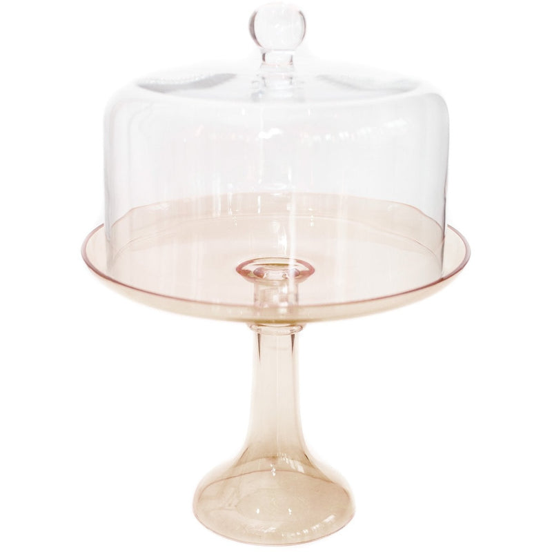 Estelle Colored Glass Cake Stand Blush Pink