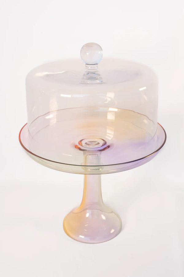 Estelle Colored Glass Cake Stand Iridescent