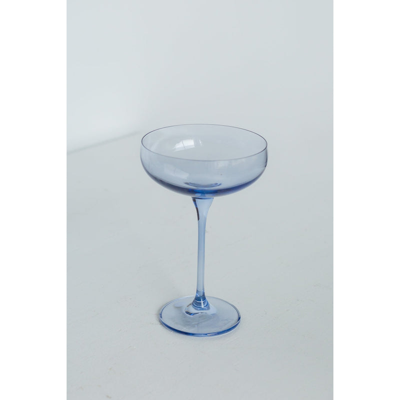 Estelle Colored Glass Champagne Coupe Stemware Cobalt Blue