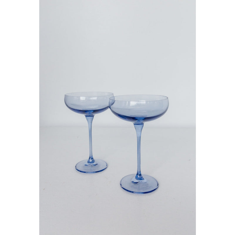 Estelle Colored Glass Champagne Coupe Stemware Cobalt Blue