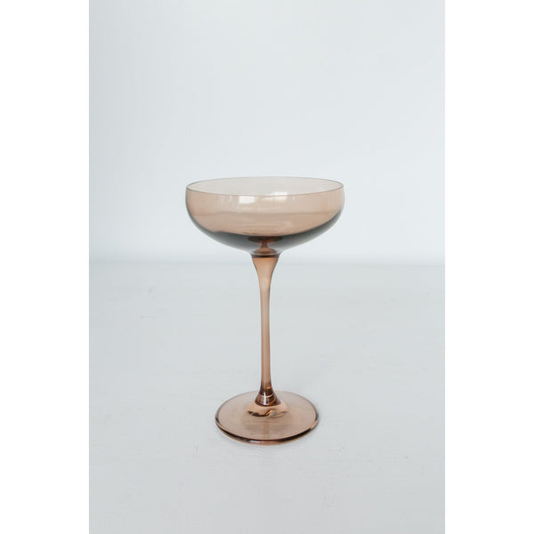 Estelle Colored Glass Champagne Coupe Stemware Amber Smoke