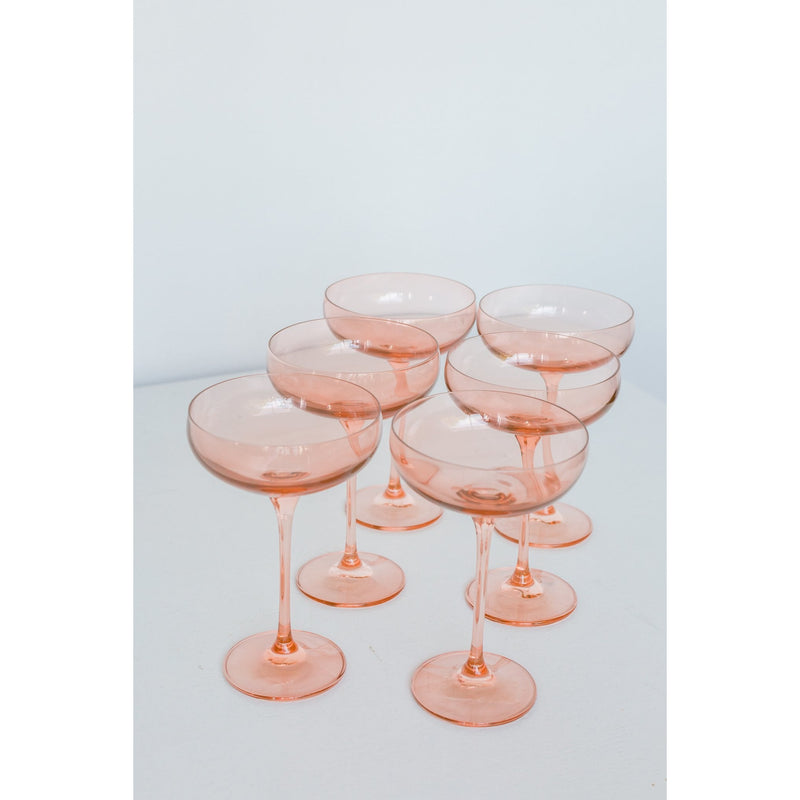 Estelle Colored Glass Champagne Coupe Stemware Blush Pink