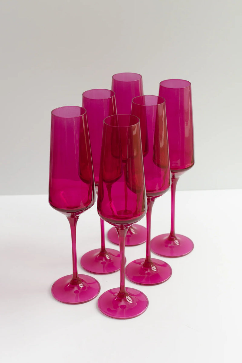 Estelle Colored Glass Champagne Flute Viva Magenta