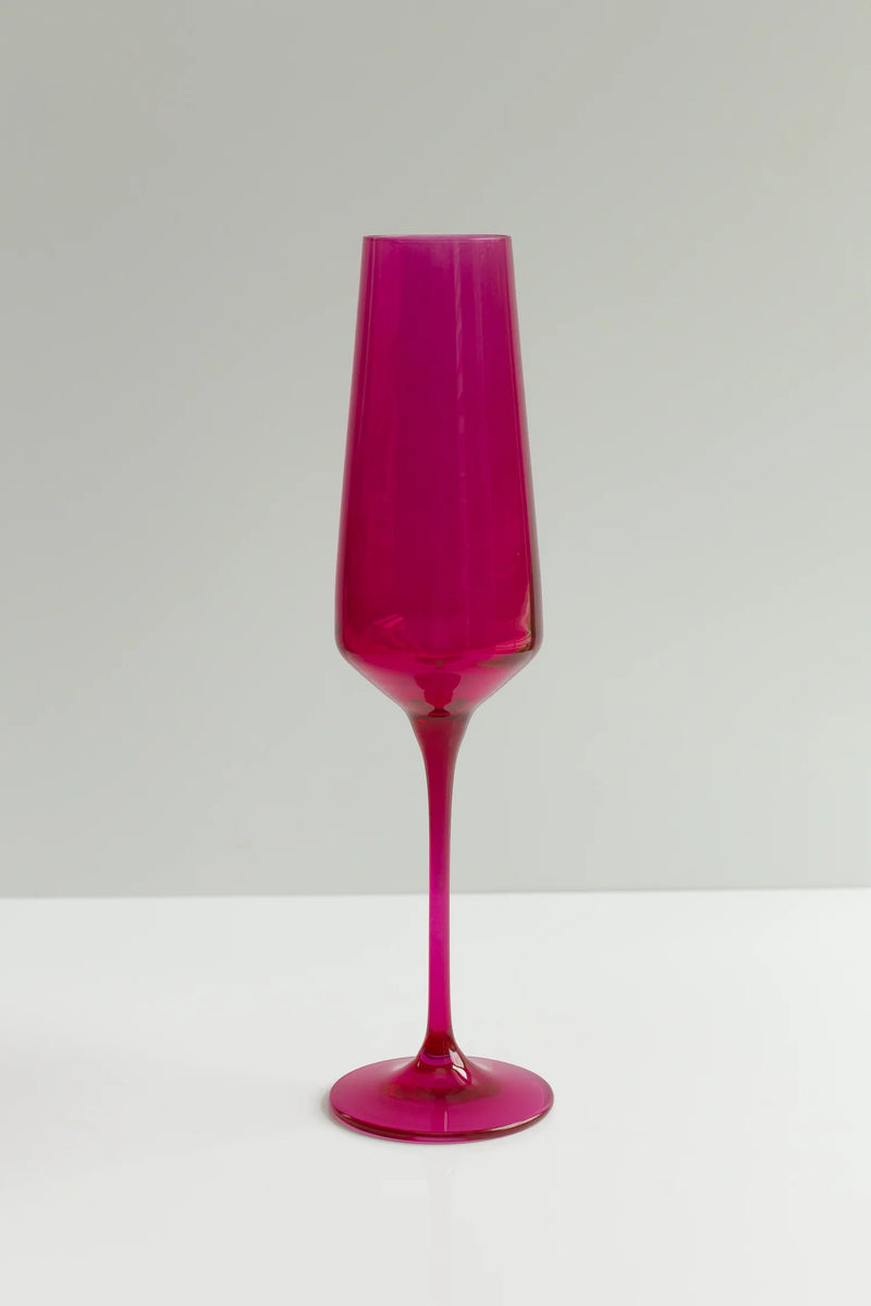 Estelle Colored Glass Champagne Flute Viva Magenta