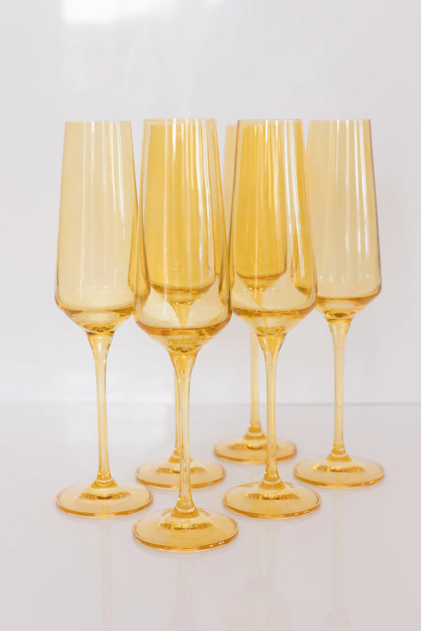 Estelle Colored Glass Champagne Flute Yellow