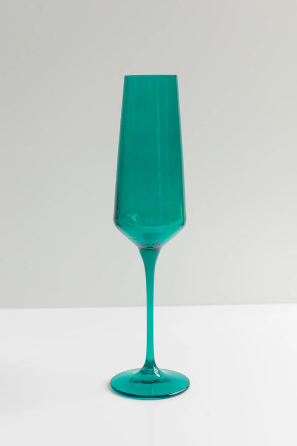 Estelle Colored Glass Champagne Flute Emerald Green
