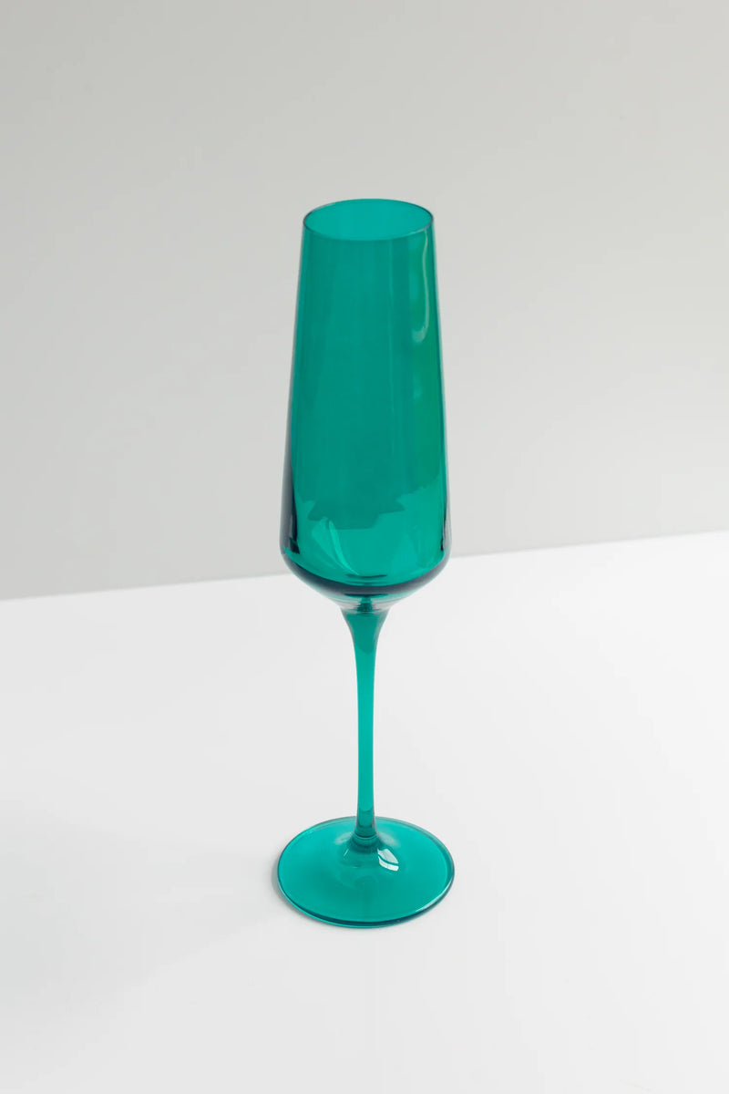 Estelle Colored Glass Champagne Flute Emerald Green