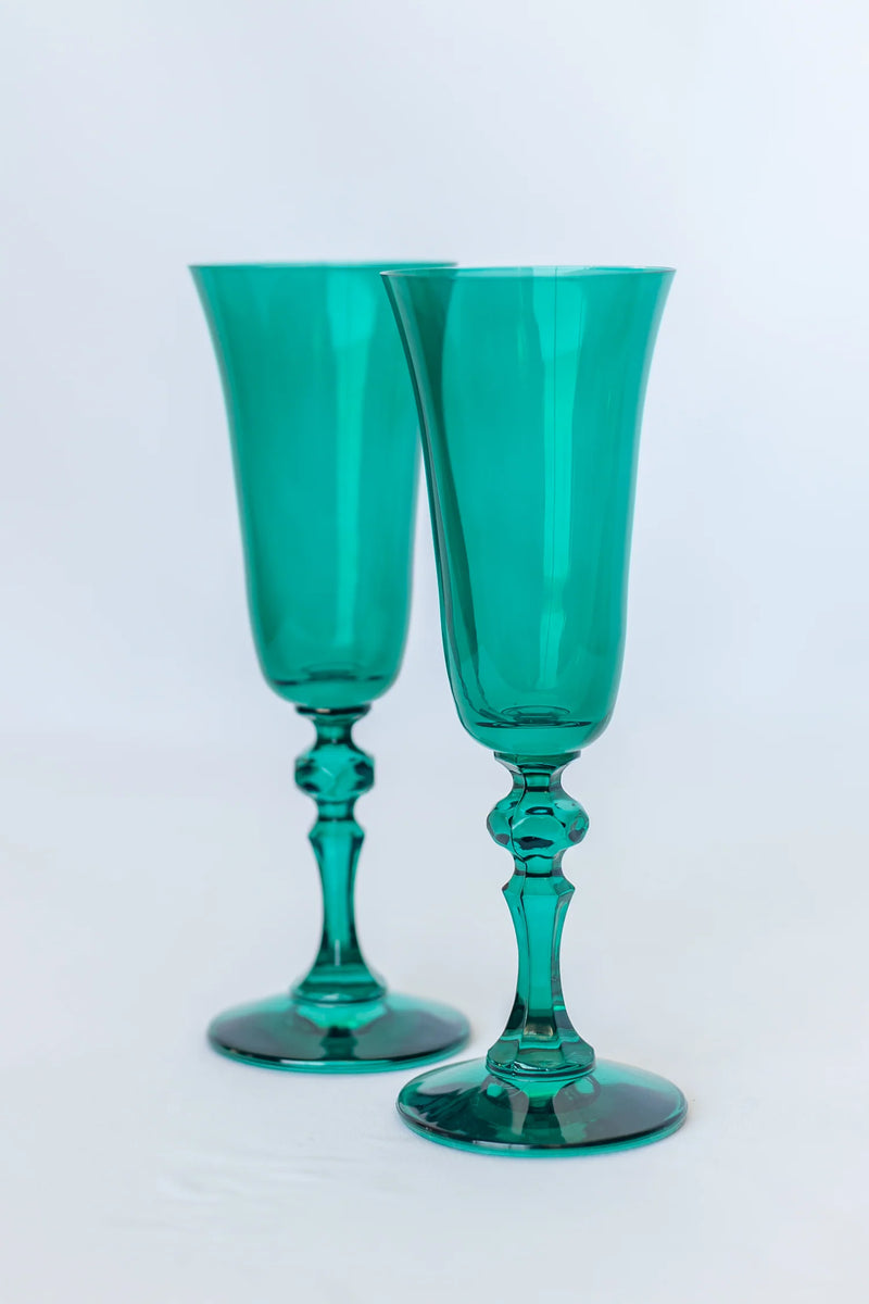 Estelle Colored Glass Colored Regal Flute Emerald Green