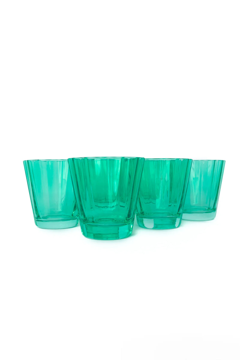 Estelle Colored Glass Sunday Low Balls Kelly Green