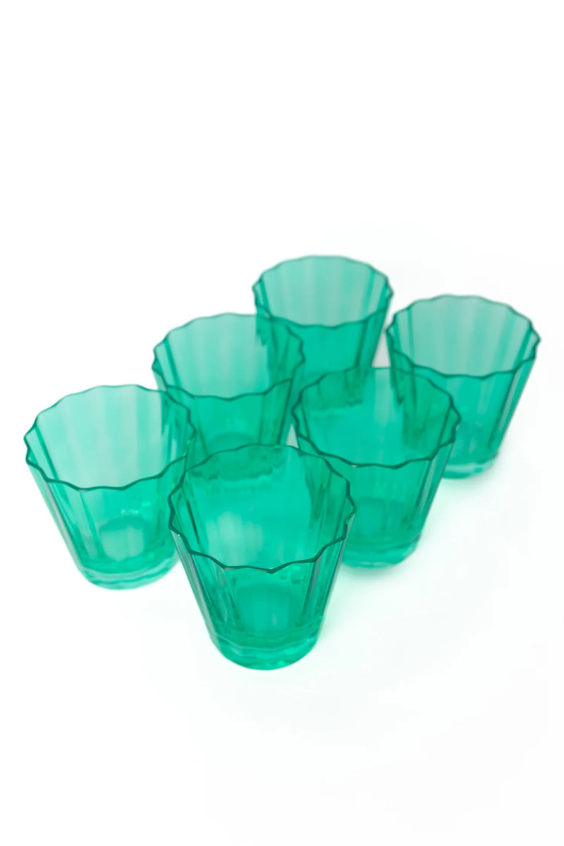 Estelle Colored Glass Sunday Low Balls Kelly Green