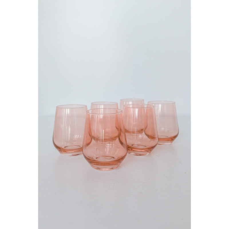 Estelle Colored Glass Wine Stemless Blush Pink