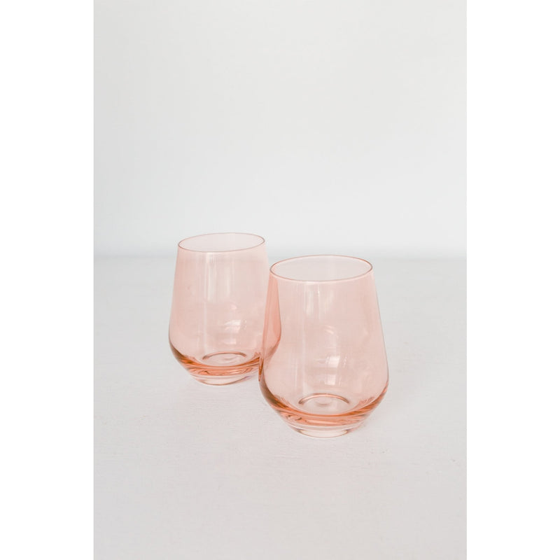 Estelle Colored Glass Wine Stemless Blush Pink