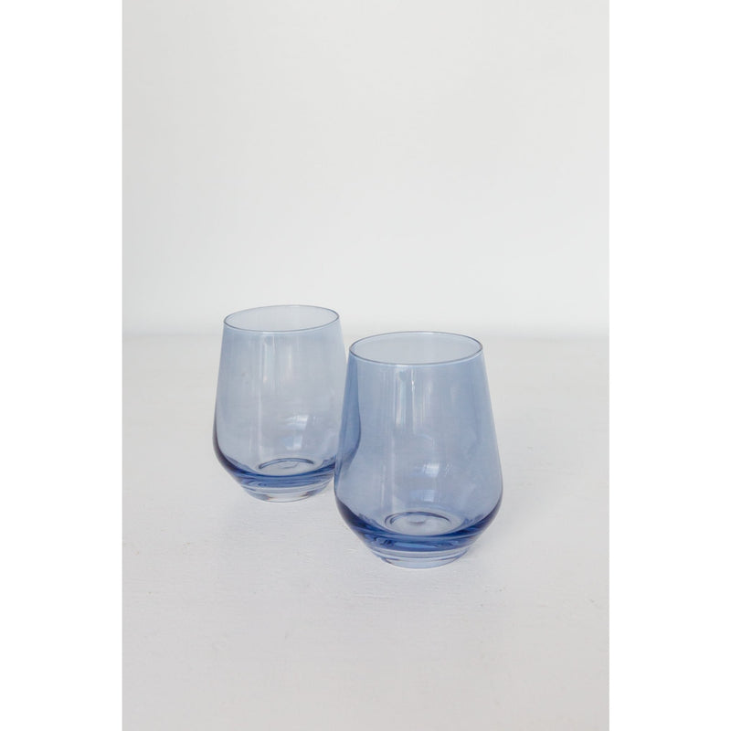Estelle Colored Glass Wine Stemless Cobalt Blue