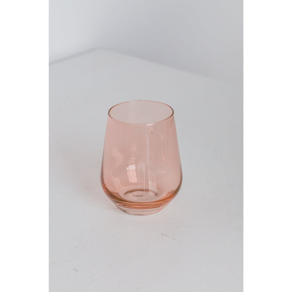 Estelle Colored Glass Wine Stemless Coral Peach Pink