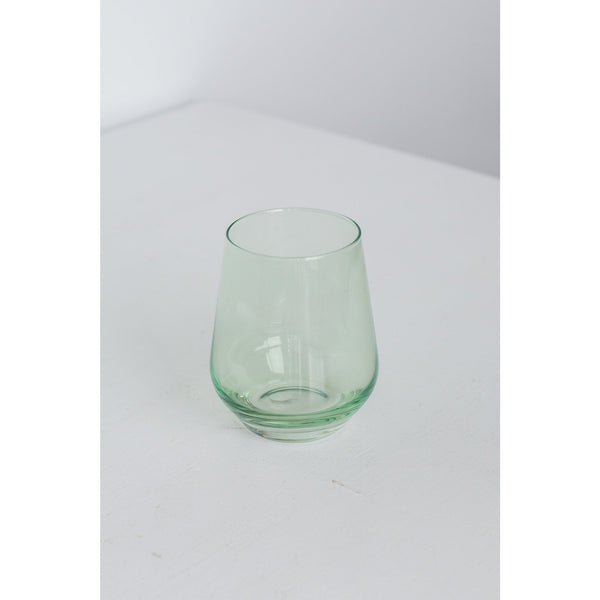 Estelle Colored Glass Wine Stemless Mint Green