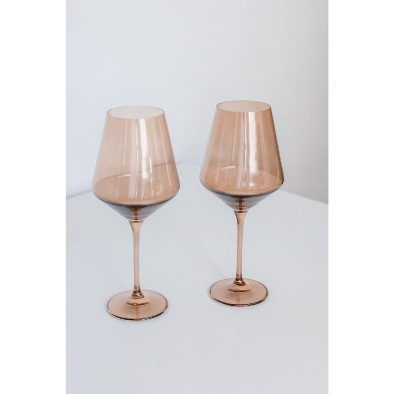 Estelle Colored Glass Wine Stemware Amber Smoke