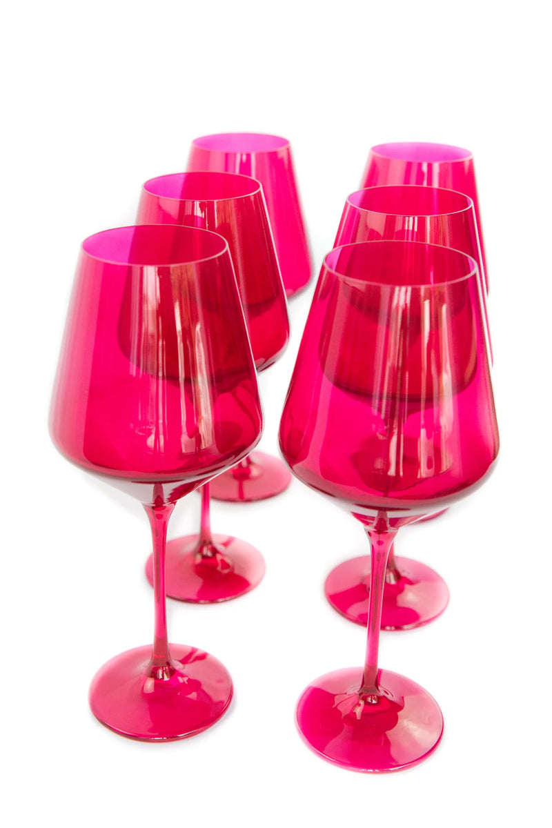 Estelle Colored Glass Wine Stemware Viva Magenta