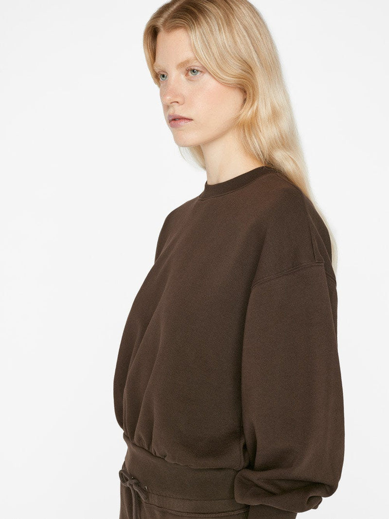 Frame Balloon Sleeve Crew Sweatshirt in Espresso