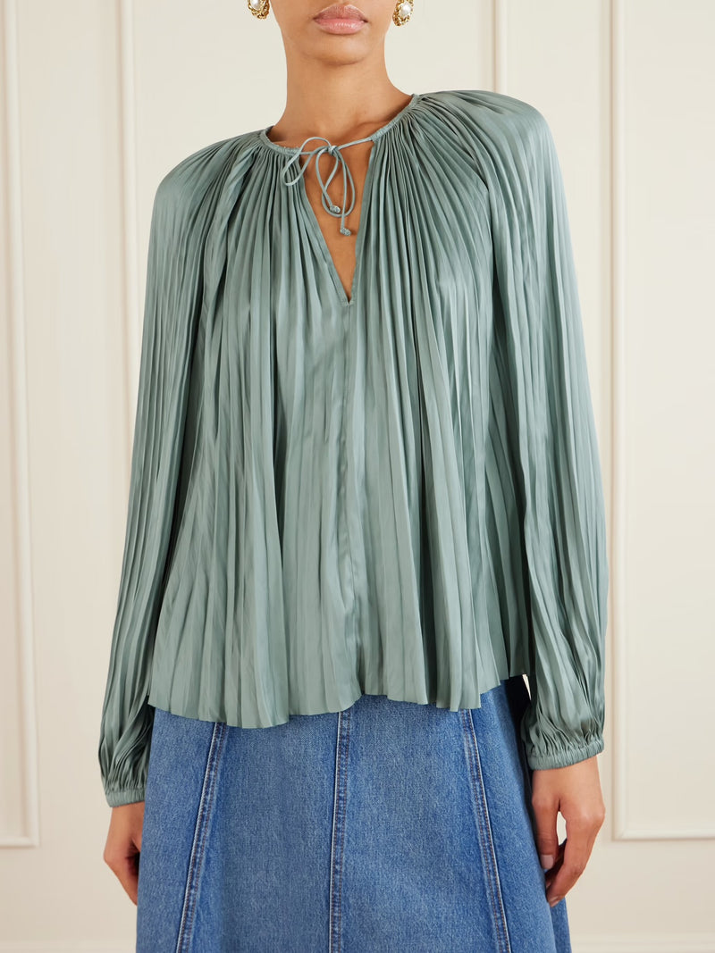 Ulla Johnson Electra Long Sleeve Blouse Sea Glass