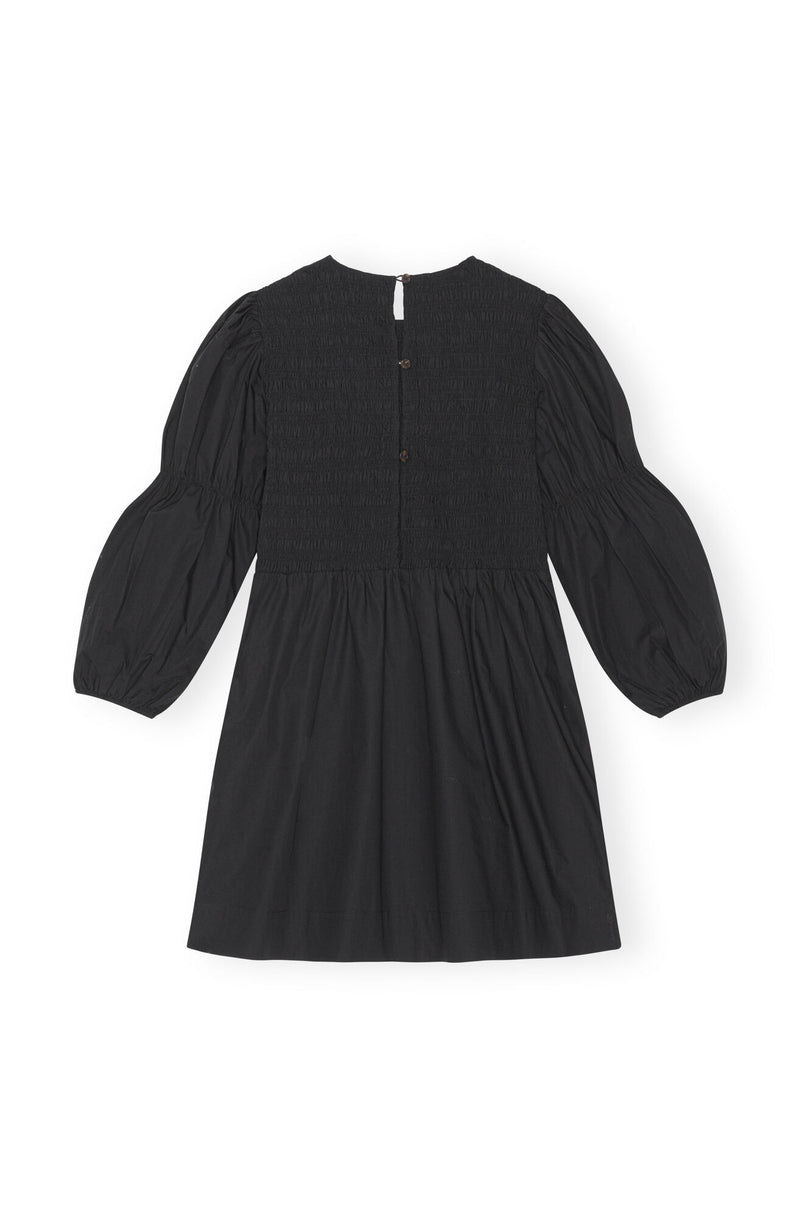 Ganni Cotton Poplin Mini Smock Dress Black