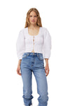 Ganni Cotton Poplin Smock Strap Blouse White