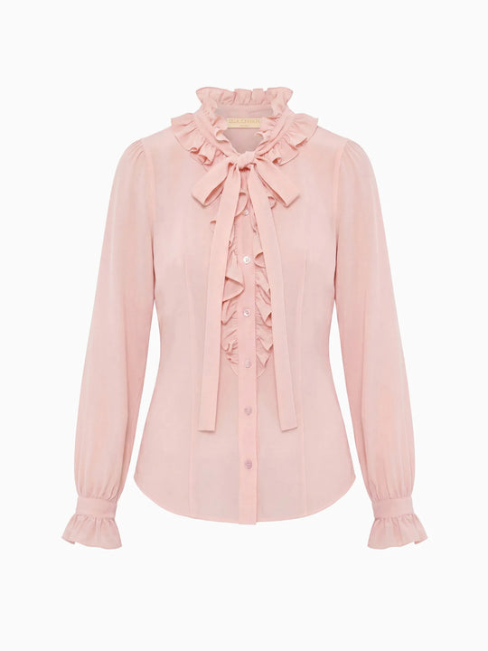 Ulla Johnson Catroux Long-sleeve Silk Blouse - Powder