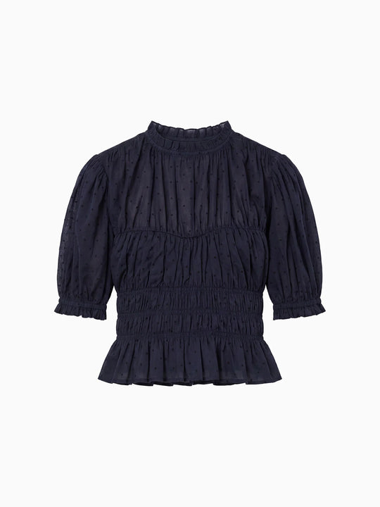 Ulla Johnson Rae Short Sleeve Cotton Top - Nightfall