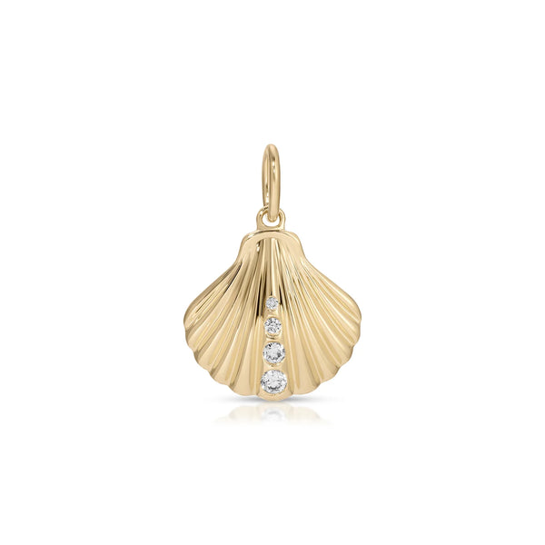 EF Collection Gold and Diamond Shell Charm