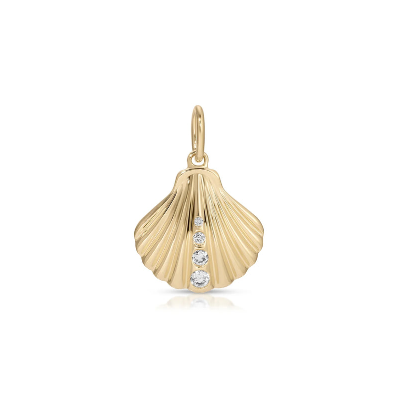 EF Collection Gold and Diamond Shell Charm